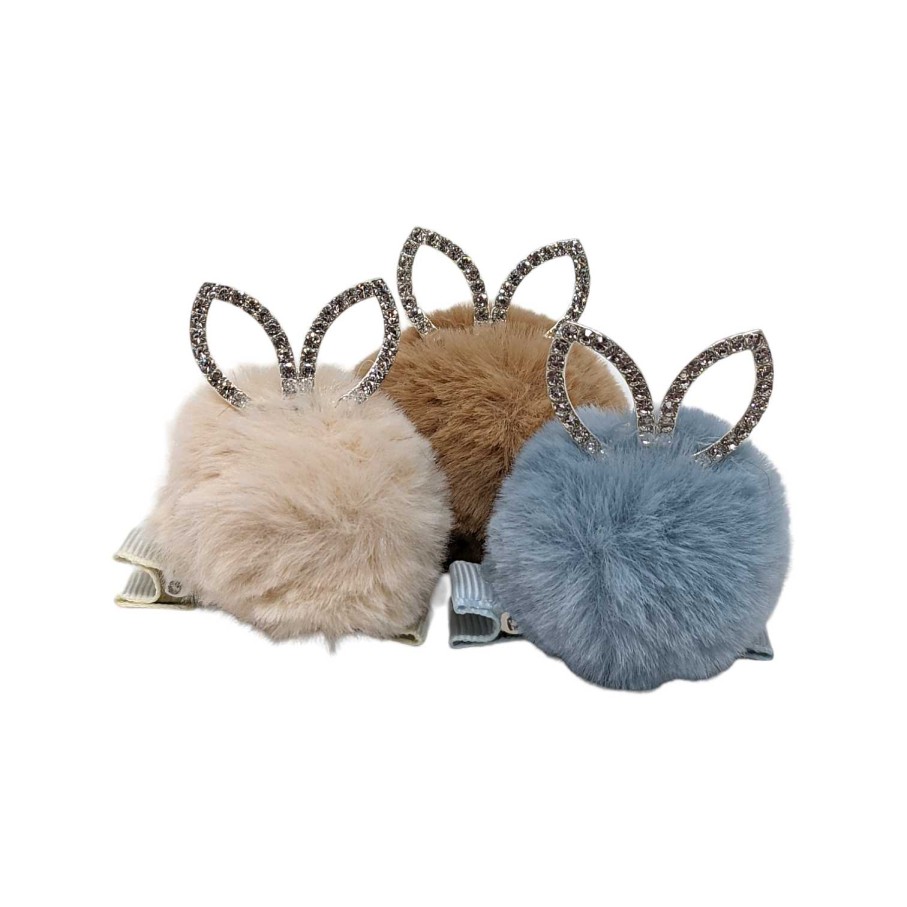 Girls Cute Cute | Pom Pom With Crystal Ears On A Clip