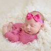 Girls Cute Cute | Fuchsia Double Bow With Tail On A Soft Elastic Headband