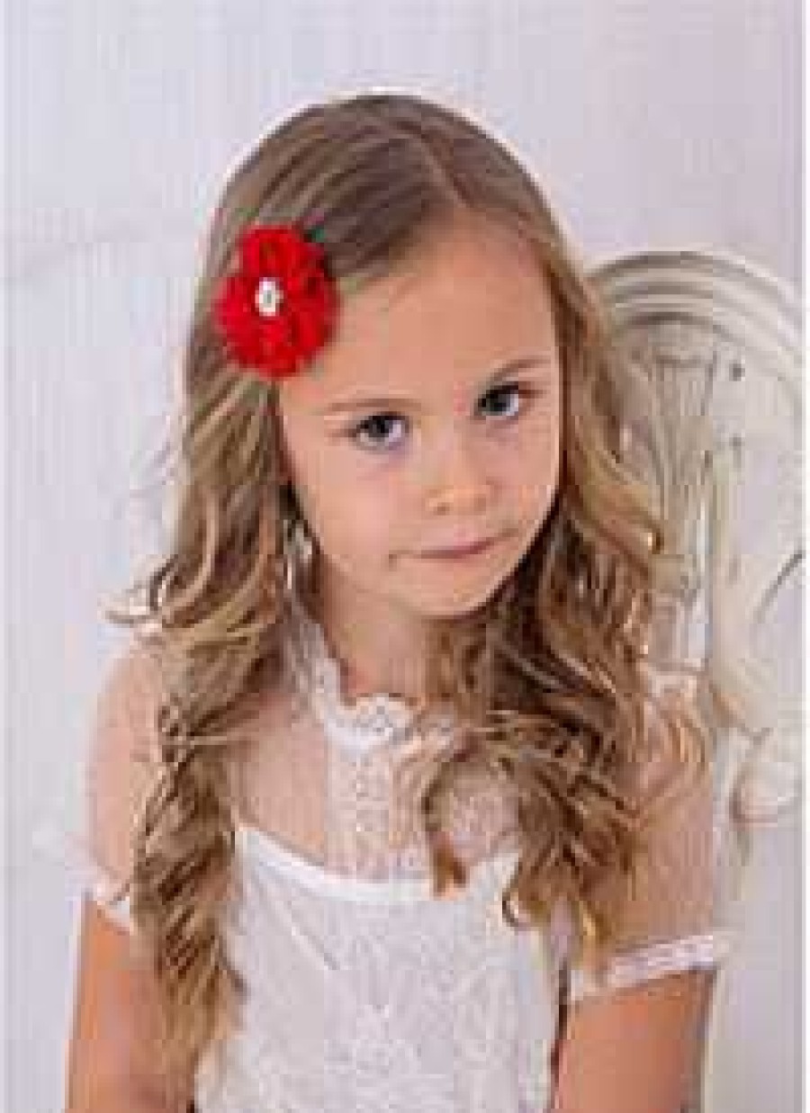 Girls Cute Cute | Chiffon Flower With Star Rhinestone On An Alligator Clip.