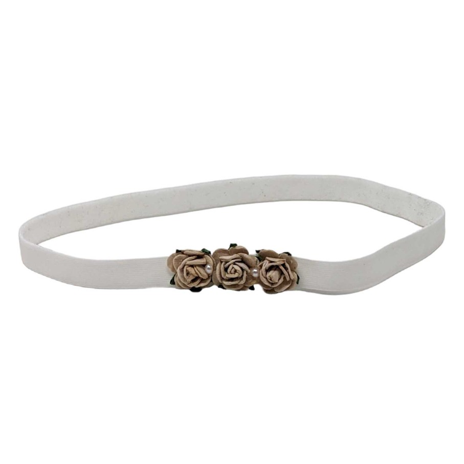 Girls Cute Cute | Plush Elastic Headband With Three Mulberry Roses In Brown