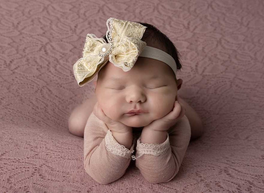 Girls Cute Cute | Old Gold And Ivory Lace Double Satin Bow With Pearl And Diamante Button On A Headband