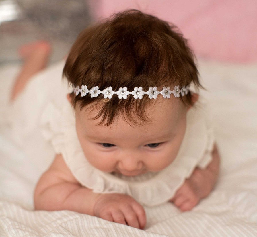 Girls Cute Cute | Beautiful White Flower Chain Decorated In Diamante