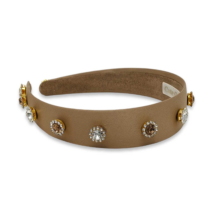 Girls Cute Cute | Bronze Alice Band With Bronze Rhinestones