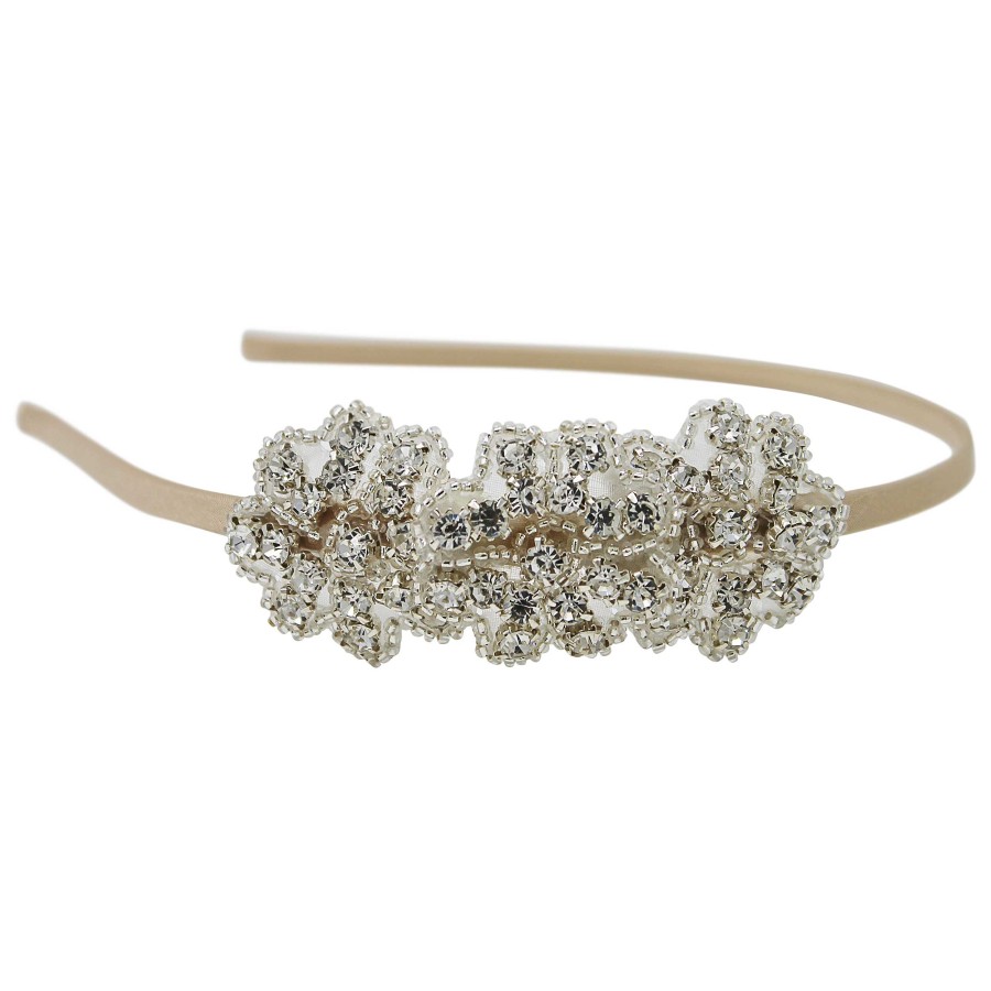 Woman Cute Cute | Three Small Crystal Flowers On A Slim Alice Band