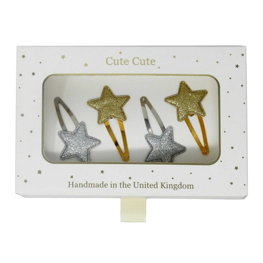 Girls Cute Cute | Gold And Silver Snap Star Set In A Gold Gift Box