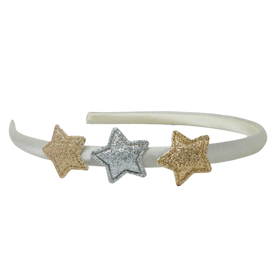 Girls Cute Cute | Delicate Alice Band With Gold And Silver Glitter Stars