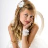 Girls Cute Cute | Ivory Chiffon Sheer Flower With Rhinestones On A Soft Lace Bracelet