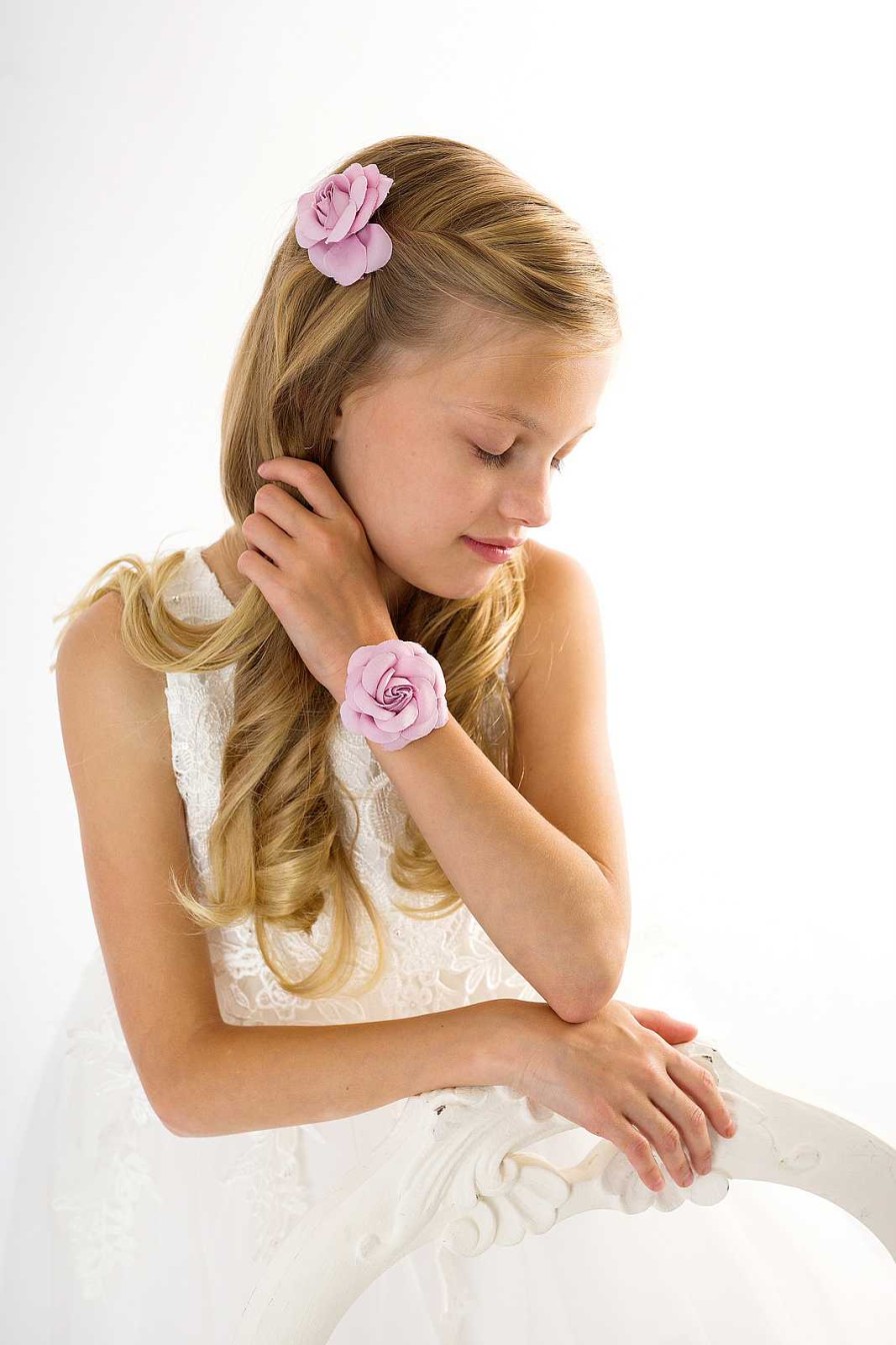 Girls Cute Cute | Delicate Tea Rose Flower On A Soft Elastic Bracelet