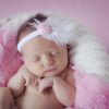 Girls Cute Cute | Pink Satin Rose, Pearl Trim, Feather And Rhinestone On A Soft Headband