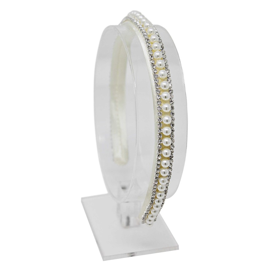 Woman Cute Cute | Crystal And Pearl Trim On A Satin Alice Band