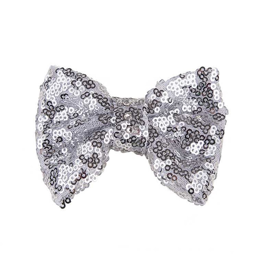 Girls Cute Cute | Silver Sequin Bow On A Clip