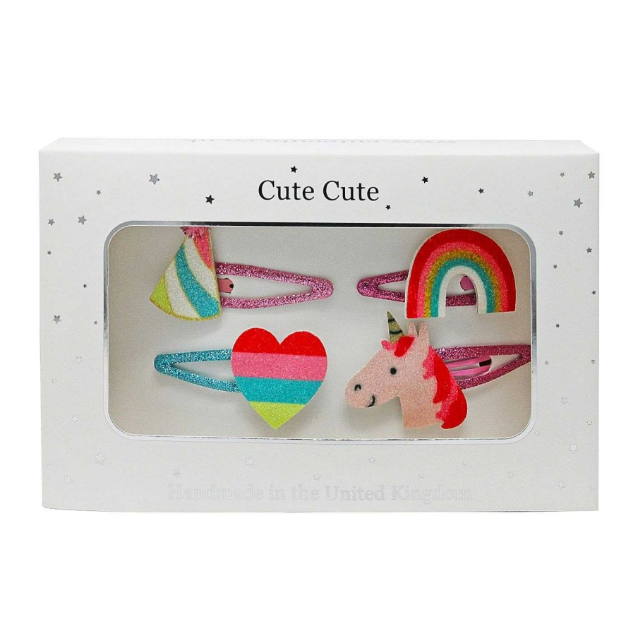 Girls Cute Cute | Colourful Set Of Snap Clips In A Silver Gift Box