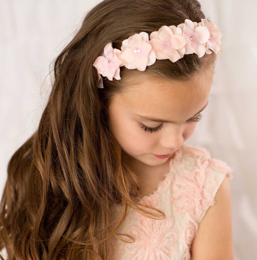 Girls Cute Cute | Delicate Pink Flowers Decorated With Swarovski Crystals On Alice Band