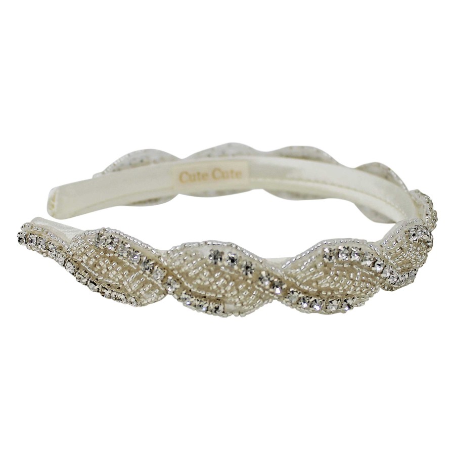 Woman Cute Cute | Crystal And Pearl Rhinestone Trim On A Satin Alice Band