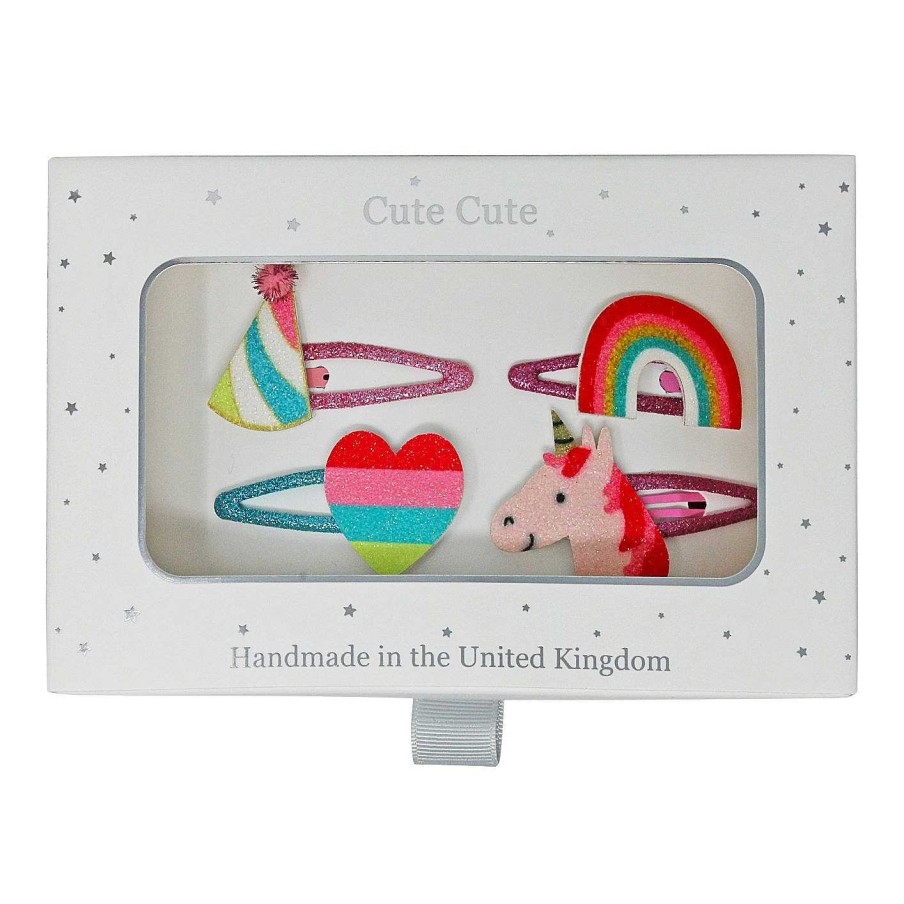 Girls Cute Cute | Colourful Set Of Snap Clips In A Silver Gift Box