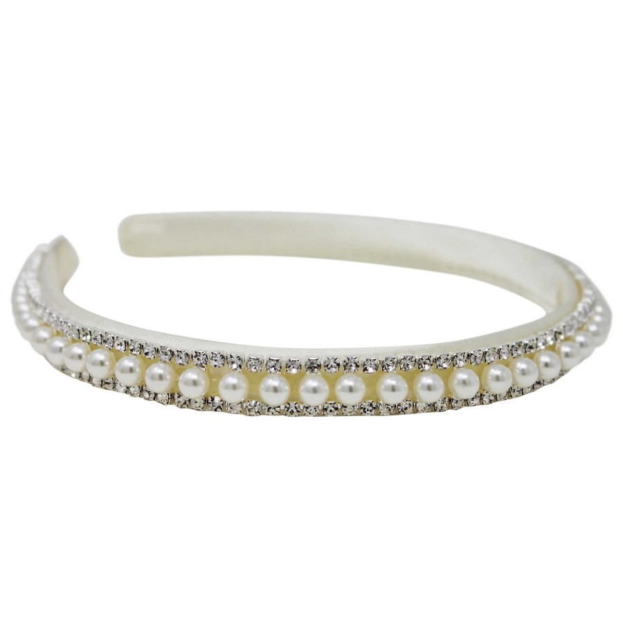 Woman Cute Cute | Crystal And Pearl Trim On A Satin Alice Band