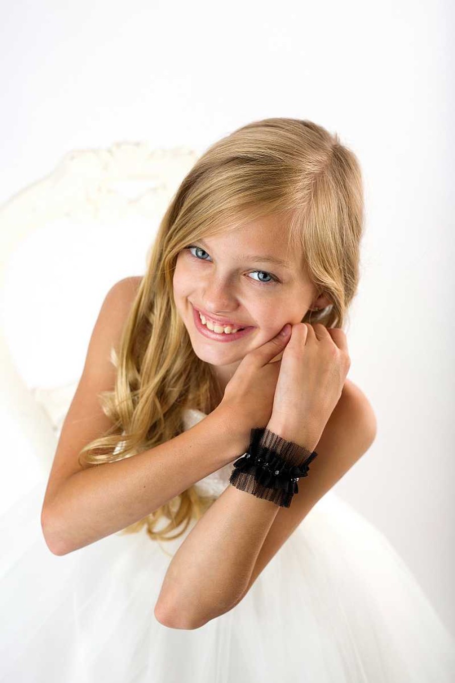 Girls Cute Cute | Black Chiffon And Tulle Trim With Swarovski Crystals And Pearls On Satin Ribbon