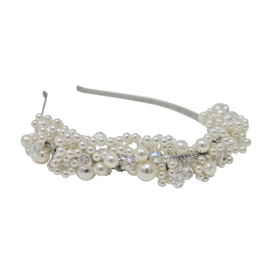 Woman Cute Cute | Pearl Trim On A Skinny Metal Alice Band