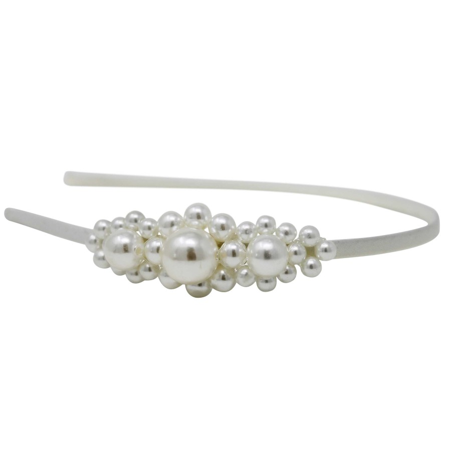 Girls Cute Cute | Pearl Design On A Slim Ivory Alice Band