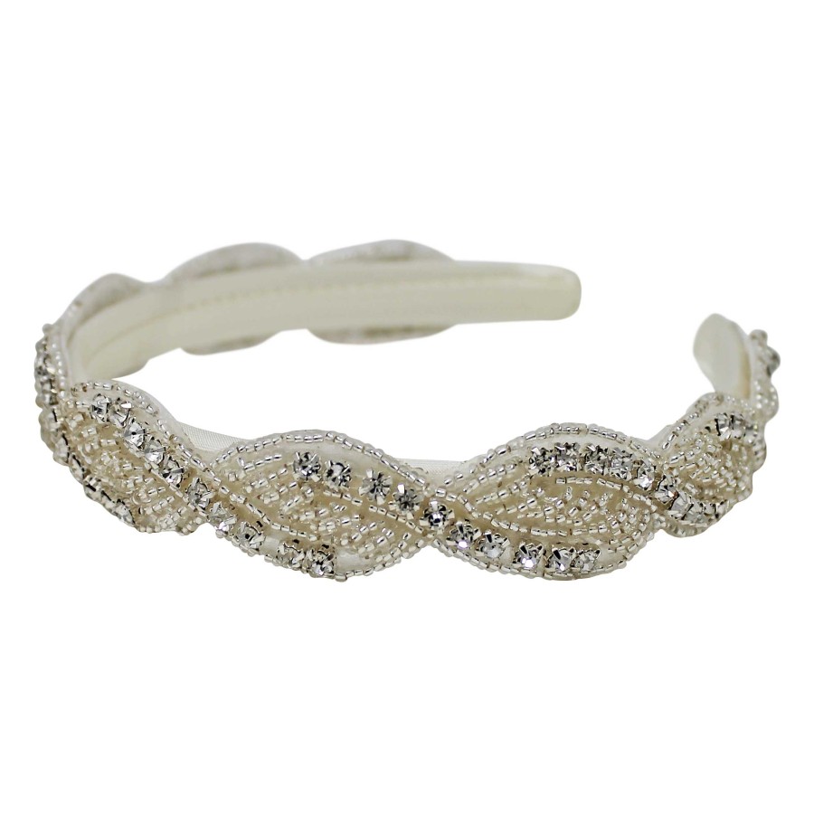 Woman Cute Cute | Crystal And Pearl Rhinestone Trim On A Satin Alice Band