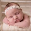 Girls Cute Cute | Ivory Satin Roses With Pearls On Soft Lace Elastic Headband