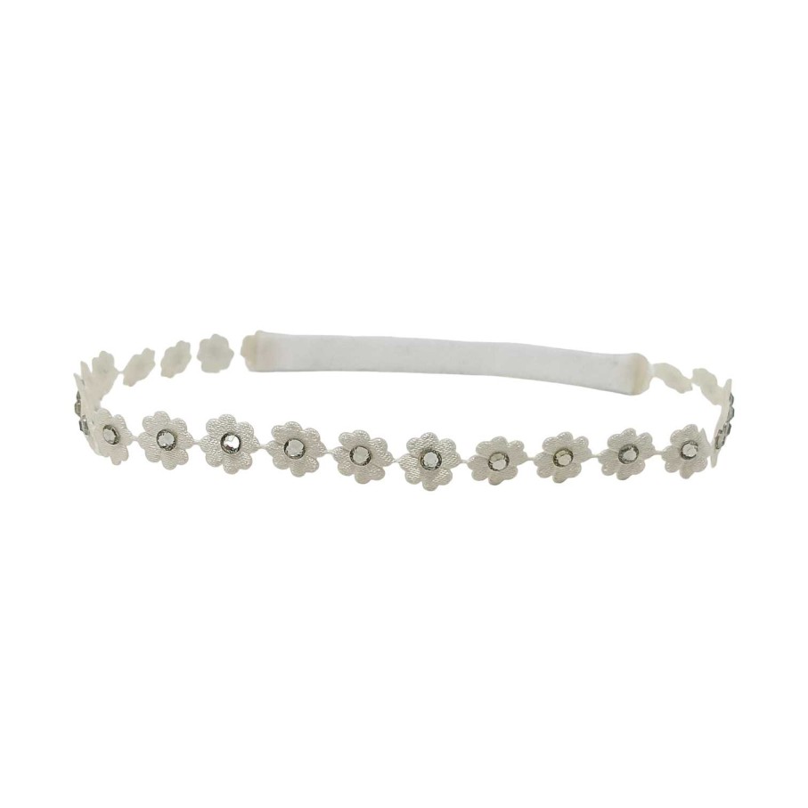 Girls Cute Cute | Delicate Ivory Satin Flowers Individually Decorated With Diamant And Elasticated Back