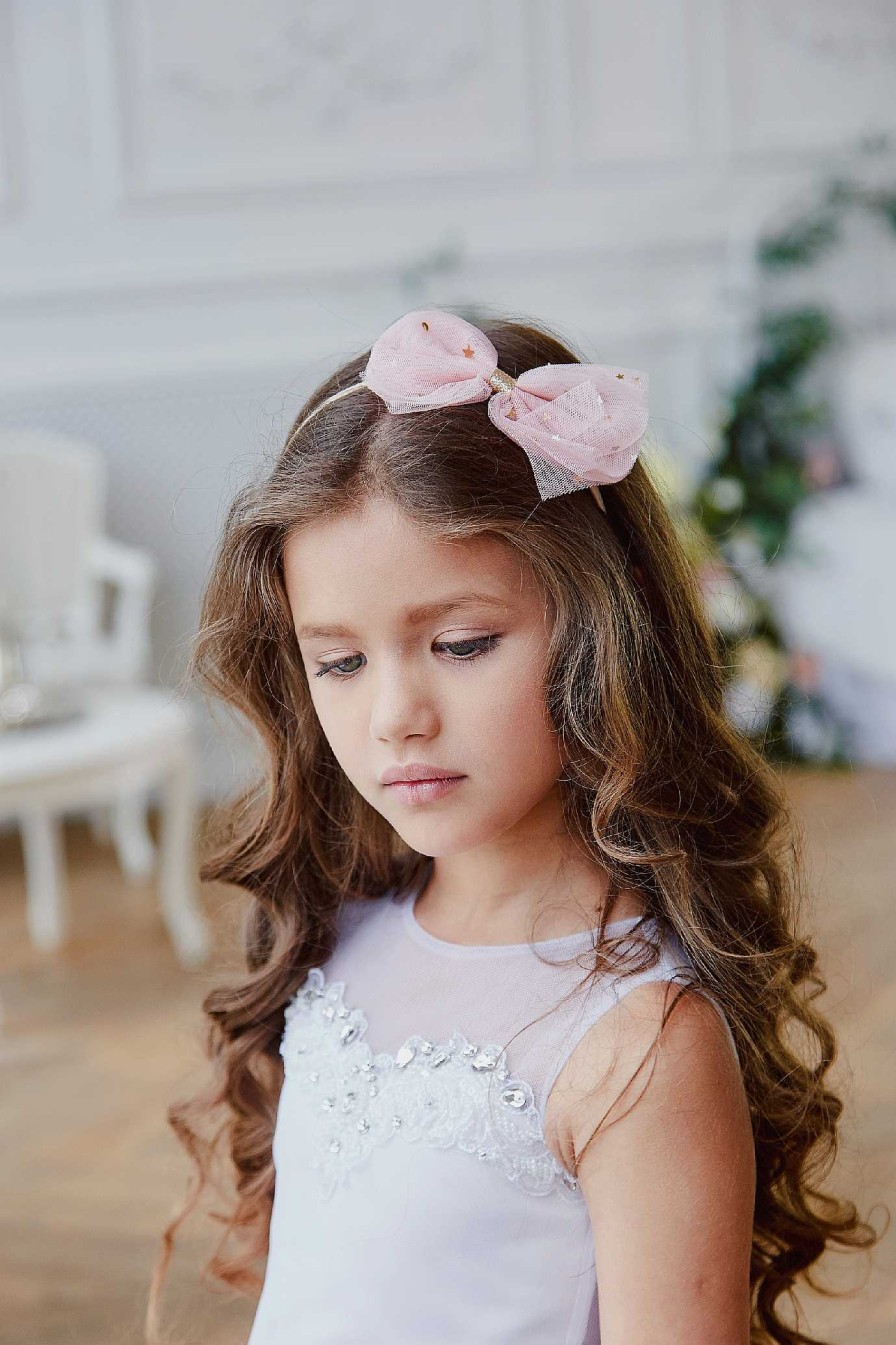 Girls Cute Cute | Chiffon Bow With Gold Stars And Glitter Middle On A Satin Alice Band