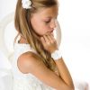 Girls Cute Cute | Ivory Layered Flower With Rhinestones On An Alligator Clip