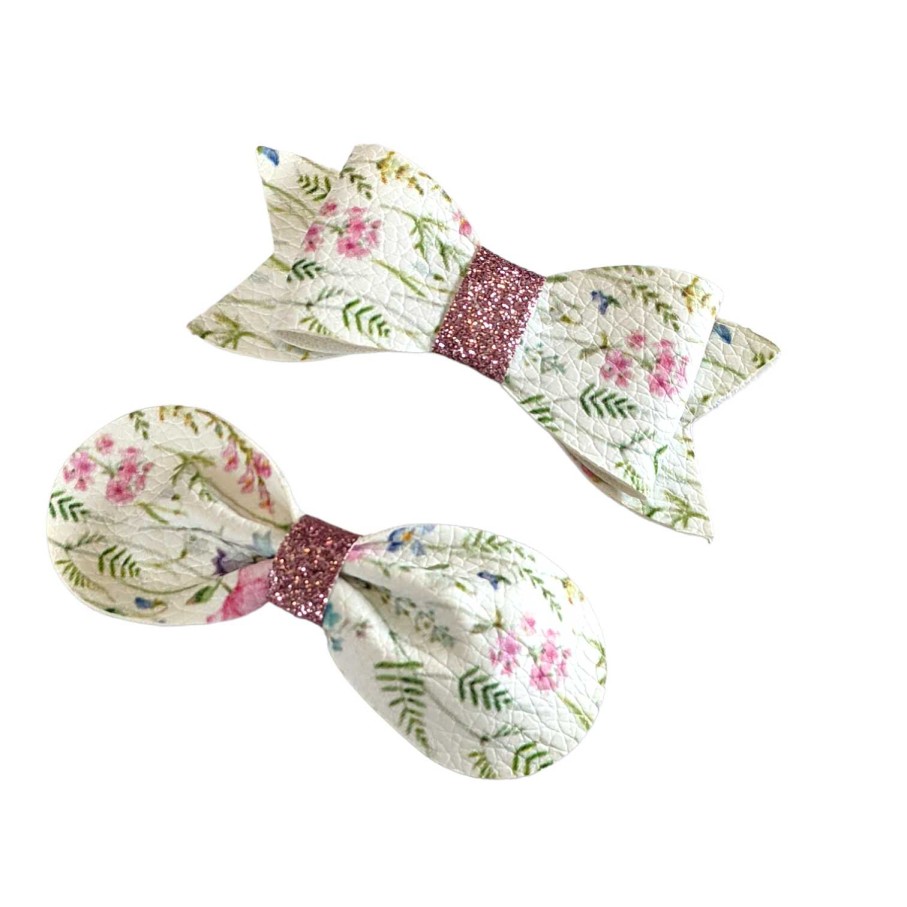 Girls Cute Cute | Set Of Two Green And Pink Bows On An Alligator Clip