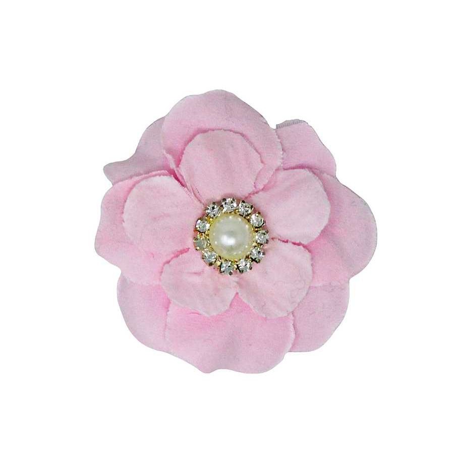 Girls Cute Cute | Delicate Flower With Pearl And Diamante Button On A Clip