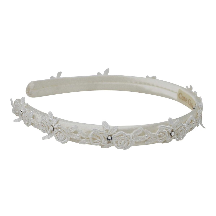 Woman Cute Cute | Ivory Lace Flower Trim Decorated With Pearls And Swarovski Crystals On Alice Band