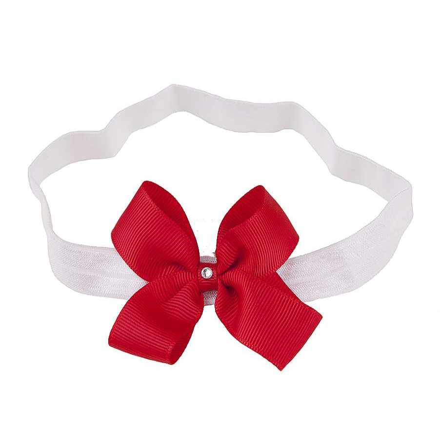 Girls Cute Cute | Delicate Grosgrain Double Bow Hand Decorated With Individual Swarovski Crystal On A Soft Elastic Headband