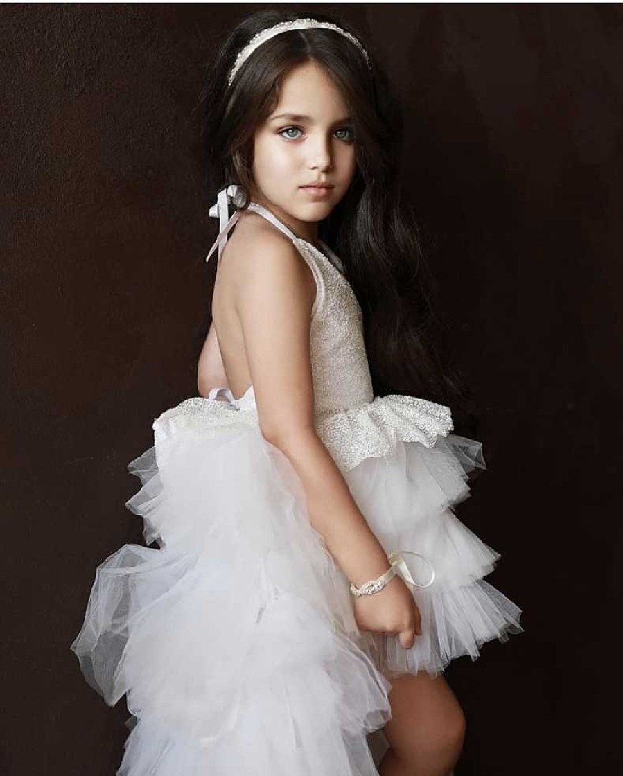 Girls Cute Cute | White Diamante Trim On A Satin Ivory Alice Band