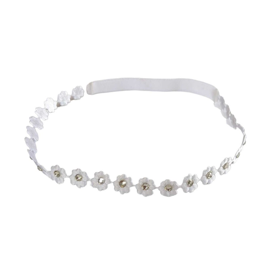 Girls Cute Cute | Beautiful White Flower Chain Decorated In Diamante