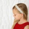 Girls Cute Cute | White Satin Alice Band Decorated With A Crystal Trim And Swarovski Crystals