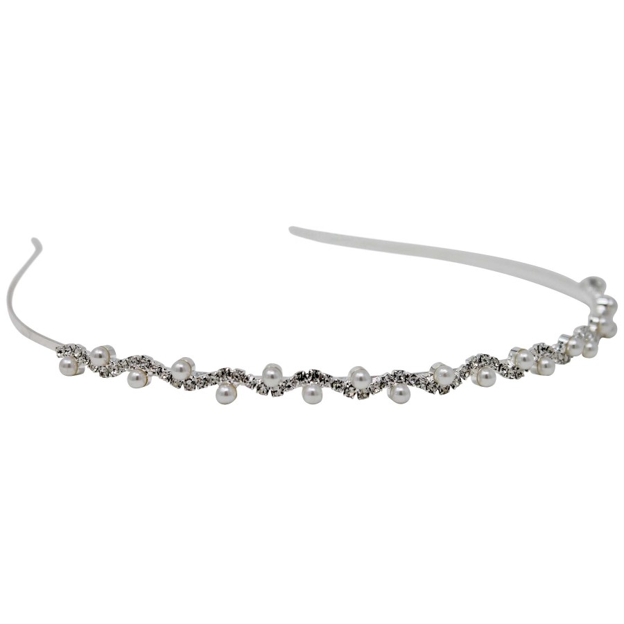 Woman Cute Cute | Crystal And Pearl Trim On A Slim Silver Alice Band